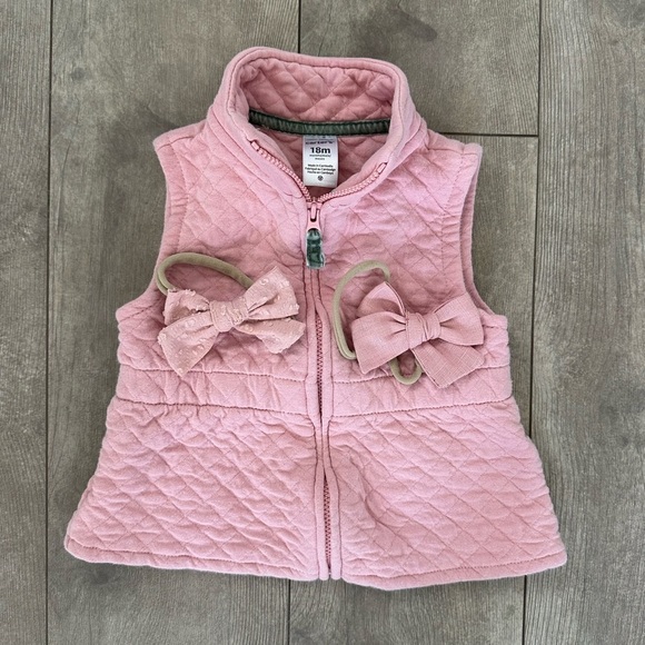 Carter's Other - Carter’s 18 month baby girl zip vest jacket and matching bows